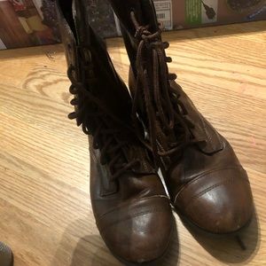 Brown combat boots
